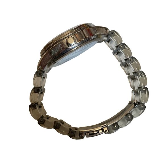 Guess Mens Watch Water Resistant Stainless Steel Clear Band Works New Battery - Picture 4 of 14